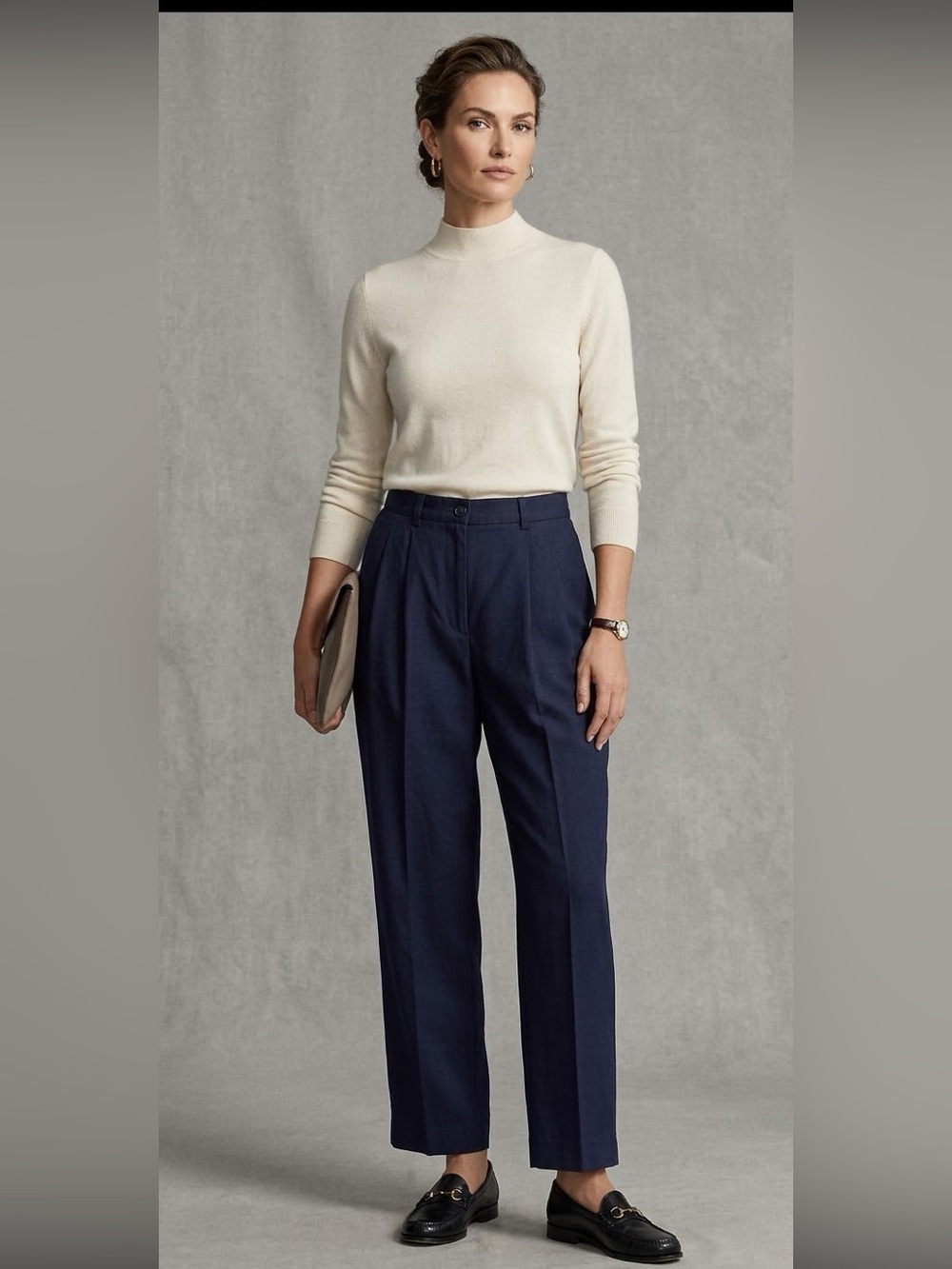 Ralph Lauren Women's Navy Straight Leg Pants Vintage Y2K Size 10 Petite